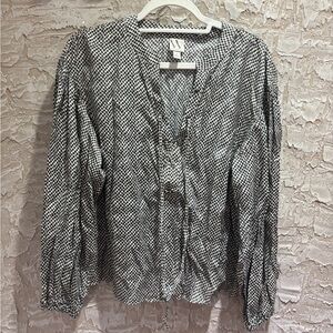 Worthington Black and White Patterned Blouse